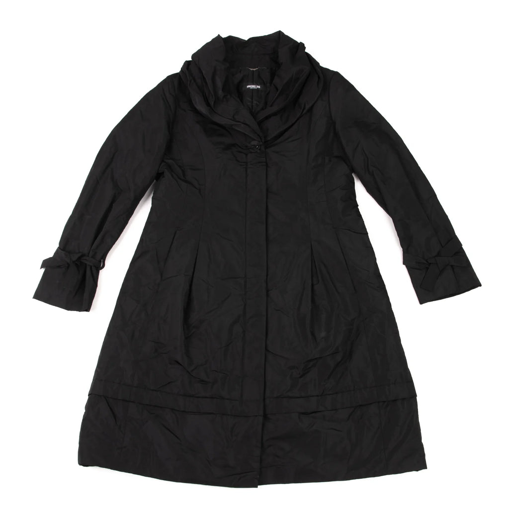 HIROKO KOSHINO JAPAN. HIROKO BIS Black Wire Collar Padding Poly Coat