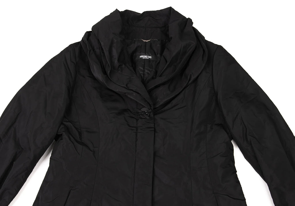 HIROKO KOSHINO JAPAN. HIROKO BIS Black Wire Collar Padding Poly Coat