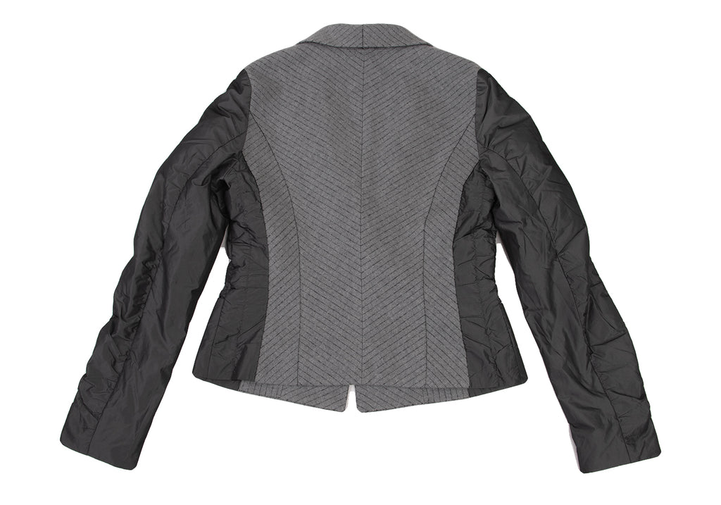 HIROKO KOSHINO JAPAN. HIROKO BIS Grey Switching Herringbone Wool Cotton Jacket