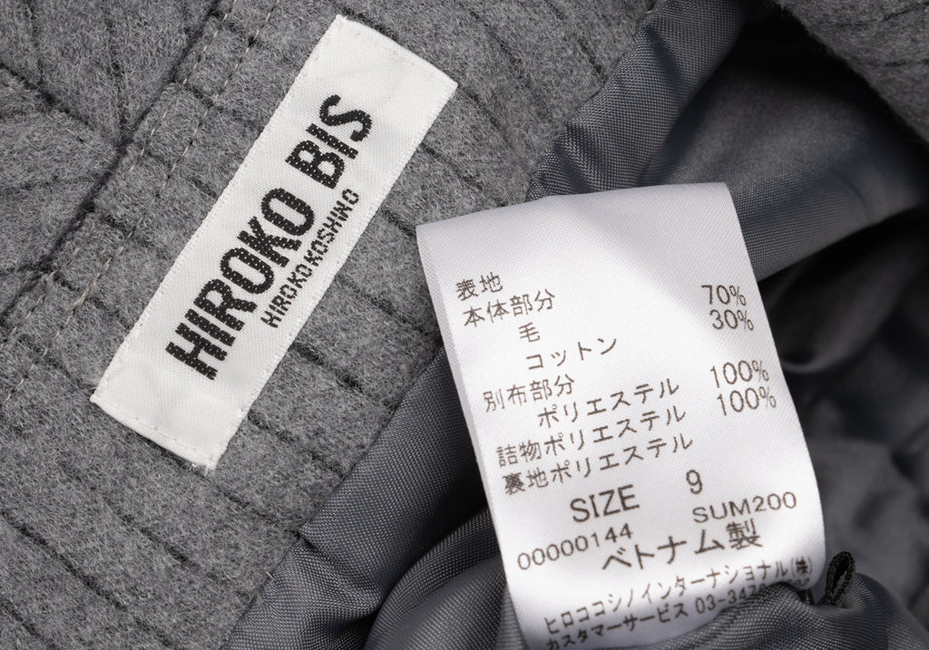 HIROKO KOSHINO JAPAN. HIROKO BIS Grey Switching Herringbone Wool Cotton Jacket