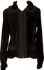 HIROKO KOSHINO  HIROKO BIS JAPAN. Black Knit Taping Velour Zip Shirt Jacket