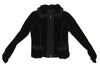 HIROKO KOSHINO  HIROKO BIS JAPAN. Black Knit Taping Velour Zip Shirt Jacket