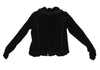 HIROKO KOSHINO  HIROKO BIS JAPAN. Black Knit Taping Velour Zip Shirt Jacket