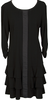 HIROKO KOSHINO JAPAN. HIROKO BIS. Black Front Switching Hem Frill Dress