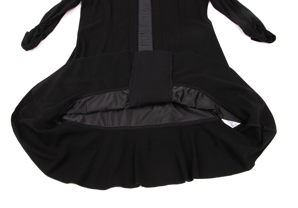 HIROKO KOSHINO JAPAN. HIROKO BIS. Black Front Switching Hem Frill Dress