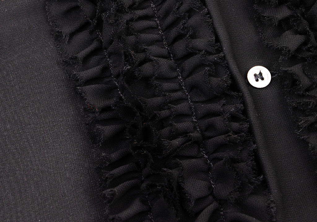 COMME des GARCONS  COMME des GARCONS JAPAN. Black Washed Frill Semi-Sheer Shirt