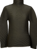 ISSEY MIYAKE JAPAN. Charcoal Color Stretch Pleats Turtleneck Top