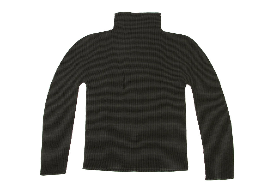 ISSEY MIYAKE JAPAN. Charcoal Color Stretch Pleats Turtleneck Top