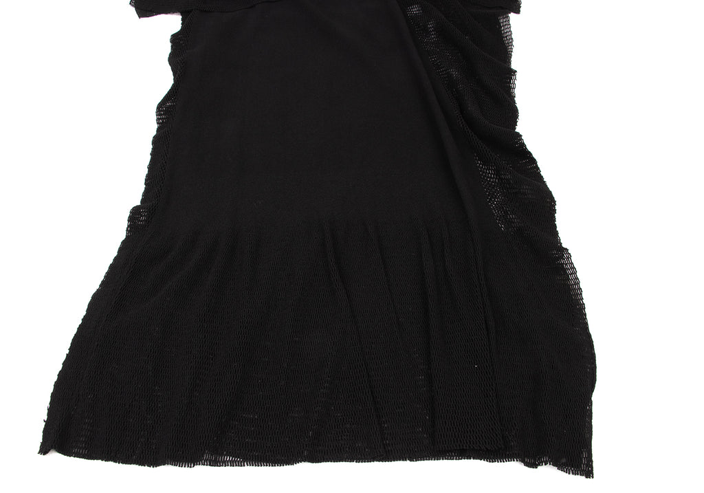 ISSEY MIYAKE JAPAN. NEW W/TAG FETE A-POC Waist Drape Black Mesh Switching Knit Skirt