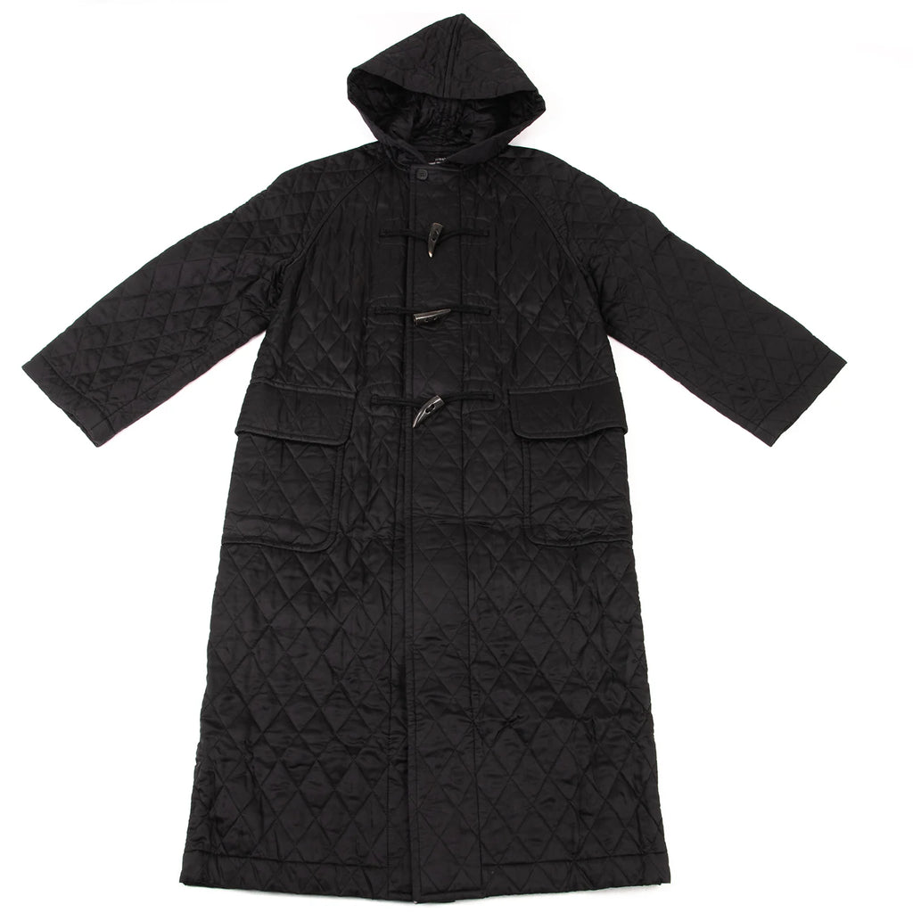 COMME des GARCONS JAPAN. TRICOT. Black  Rayon Quilted Duffle Coat w/Hood