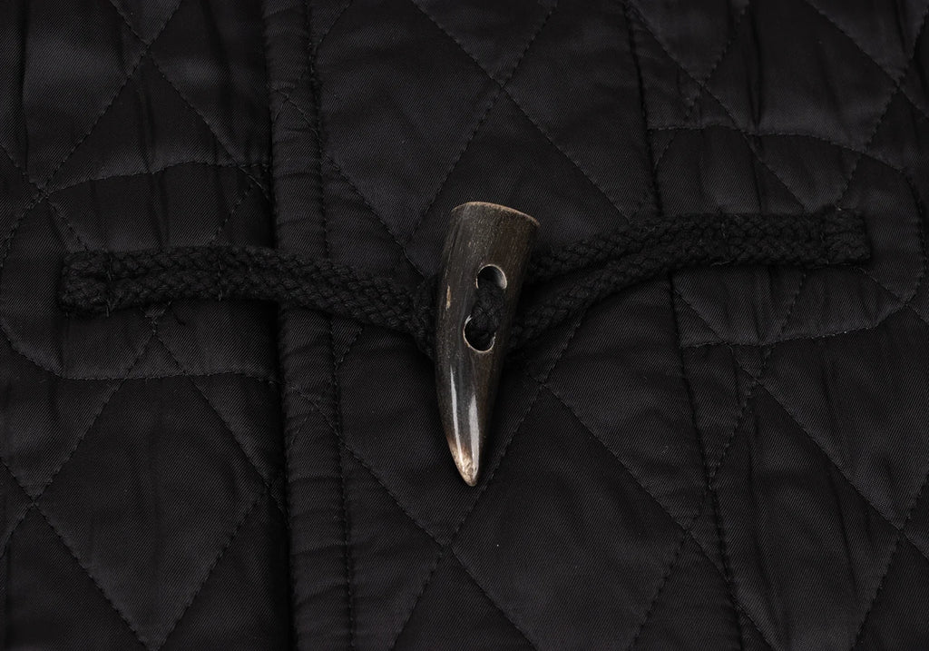 COMME des GARCONS JAPAN. TRICOT. Black  Rayon Quilted Duffle Coat w/Hood