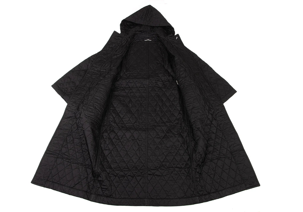 COMME des GARCONS JAPAN. TRICOT. Black  Rayon Quilted Duffle Coat w/Hood