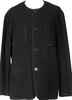 COMME des GARCONS JAPAN. TRICOT. Black Wool Collarless Piping Jacket