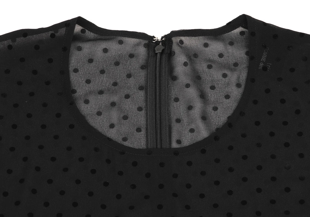 COMME des GARCONS JAPAN. TRICOT. Black Flocky Dot Printed Semi-Sheer Dress