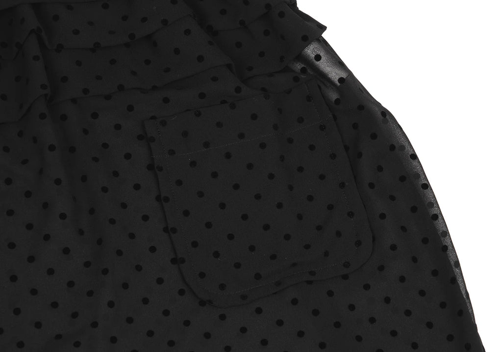 COMME des GARCONS JAPAN. TRICOT. Black Flocky Dot Printed Semi-Sheer Dress