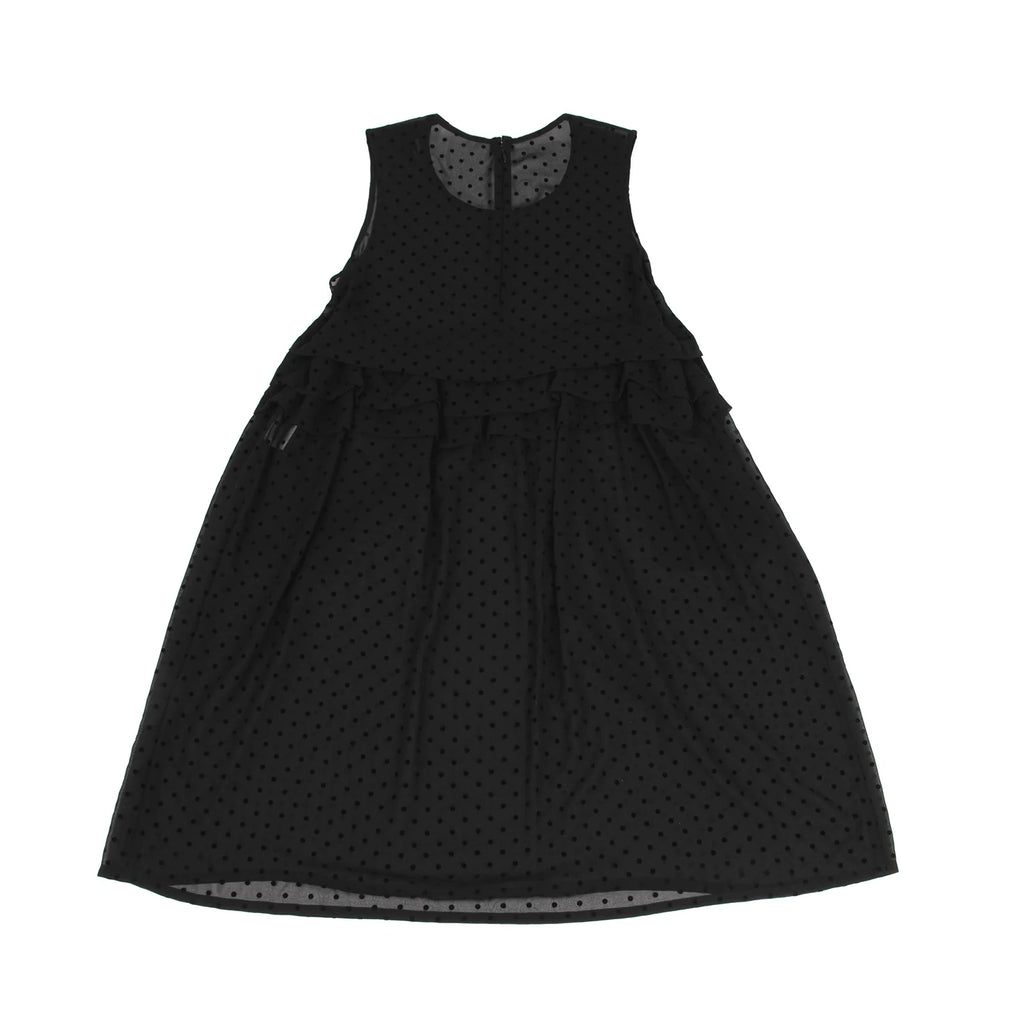 COMME des GARCONS JAPAN. TRICOT. Black Flocky Dot Printed Semi-Sheer Dress