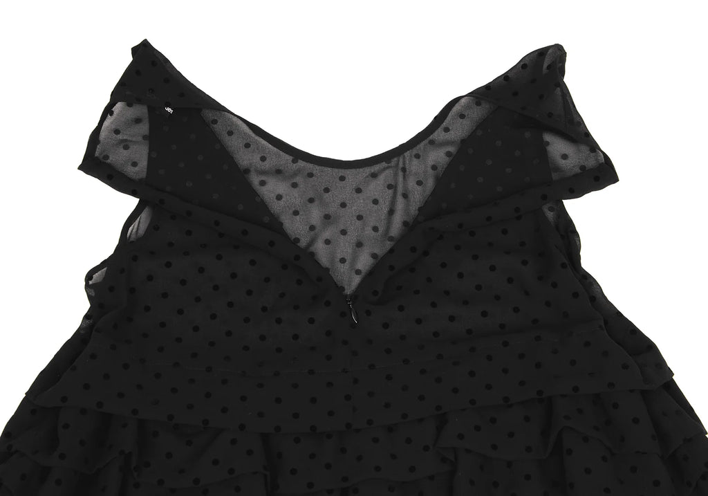 COMME des GARCONS JAPAN. TRICOT. Black Flocky Dot Printed Semi-Sheer Dress