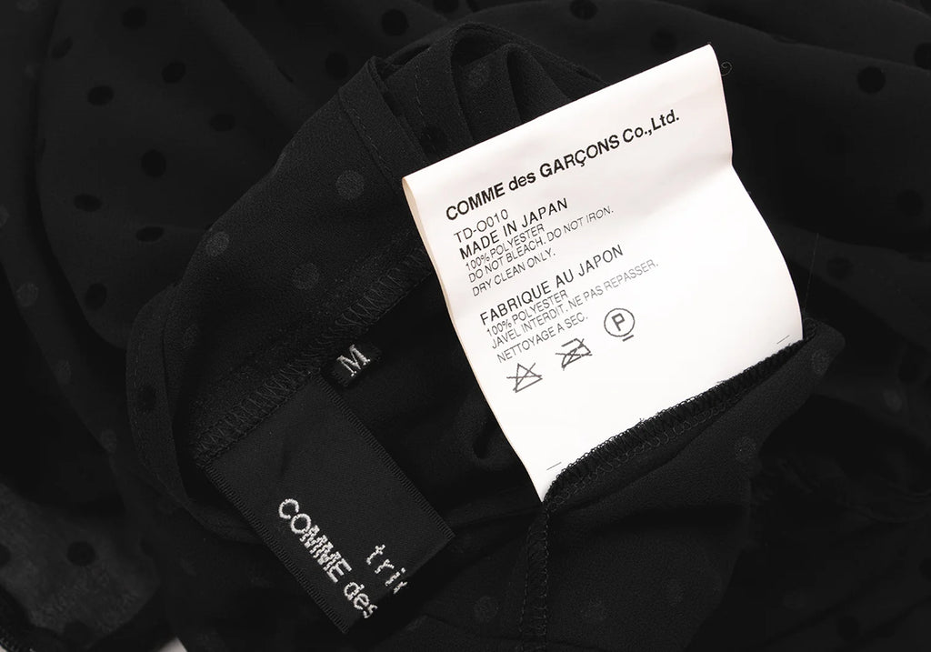 COMME des GARCONS JAPAN. TRICOT. Black Flocky Dot Printed Semi-Sheer Dress