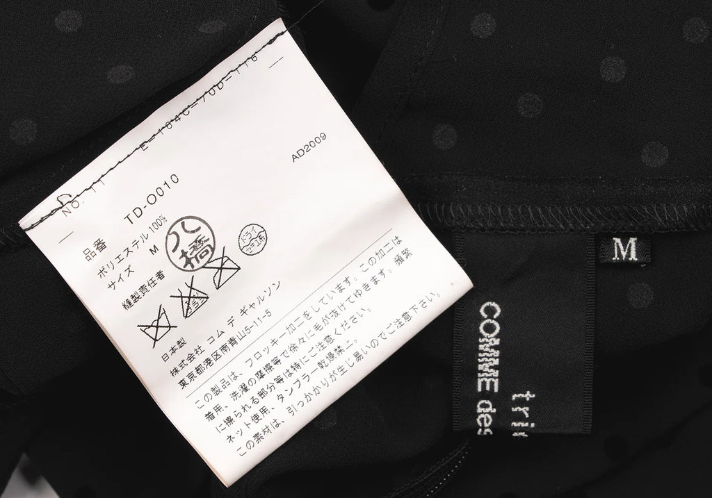 COMME des GARCONS JAPAN. TRICOT. Black Flocky Dot Printed Semi-Sheer Dress