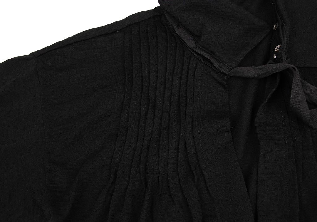 COMME des GARCONS JAPAN. TRICOT. Black Wool Jersey Neck Ribbon Blouse