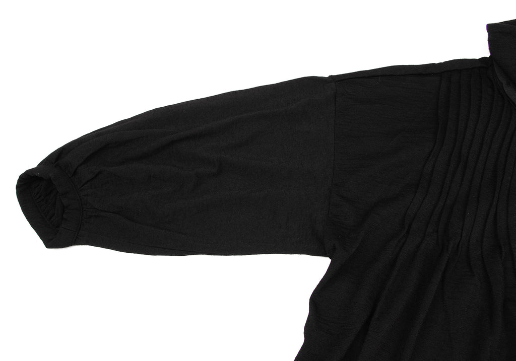 COMME des GARCONS JAPAN. TRICOT. Black Wool Jersey Neck Ribbon Blouse