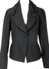 HIROKO KOSHINO JAPAN. HIROKO BIS. Black Poly Cotton Drape Collar Jacket