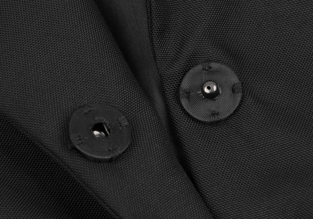 HIROKO KOSHINO JAPAN. HIROKO BIS. Black Tuck Collar Snap Button Jacket