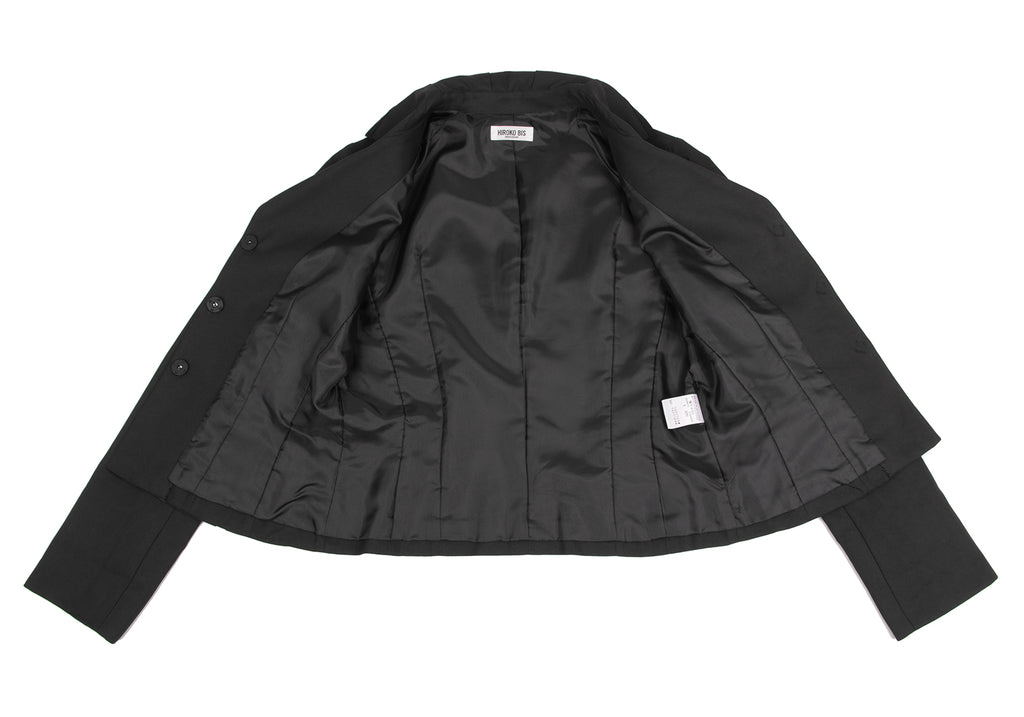 HIROKO KOSHINO JAPAN. HIROKO BIS. Black Tuck Collar Snap Button Jacket