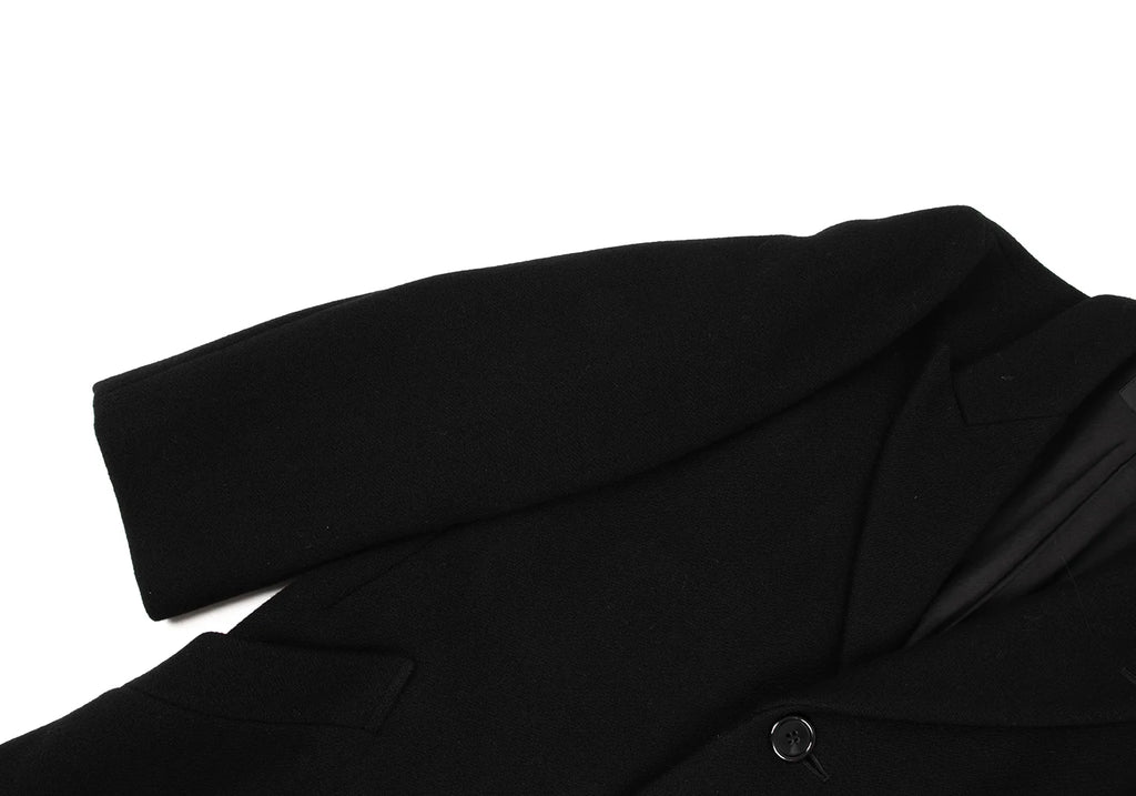 ISSEY MIYAKE JAPAN. zucca, Black Wool Peak Lapel Chester Coat