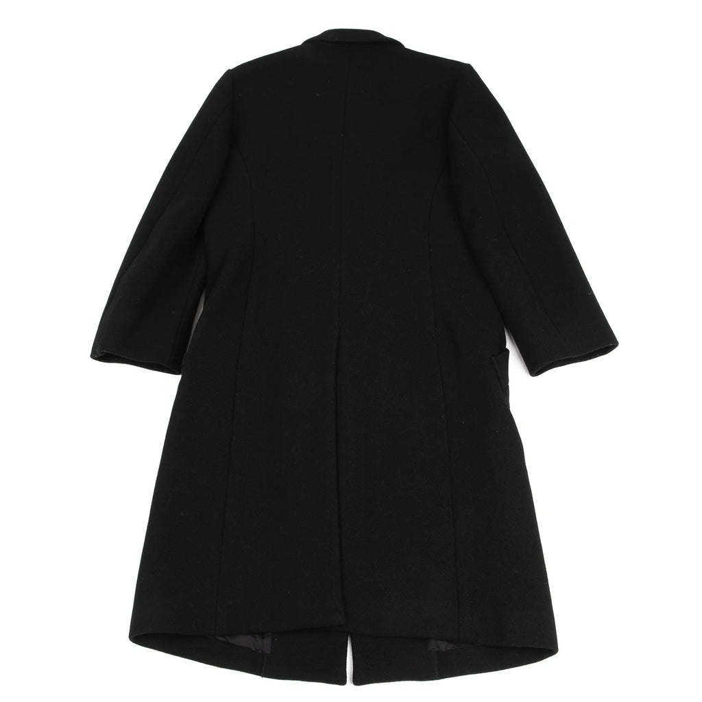 ISSEY MIYAKE JAPAN. zucca, Black Wool Peak Lapel Chester Coat