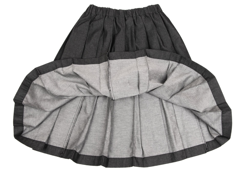 COMME des GARCONS JAPAN. TRICOT. Black Pleated Denim Skirt