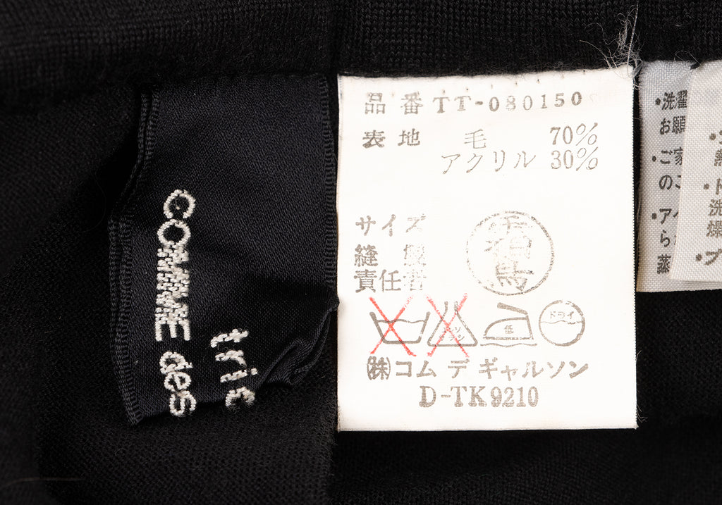 COMME des GARCONS JAPAN. TRICOT. Black Wool Blend Pleated Skirt