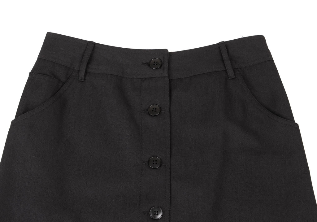 agnes b.PARIS. LOLITA Black Wool Blend Front Button Long Skirt