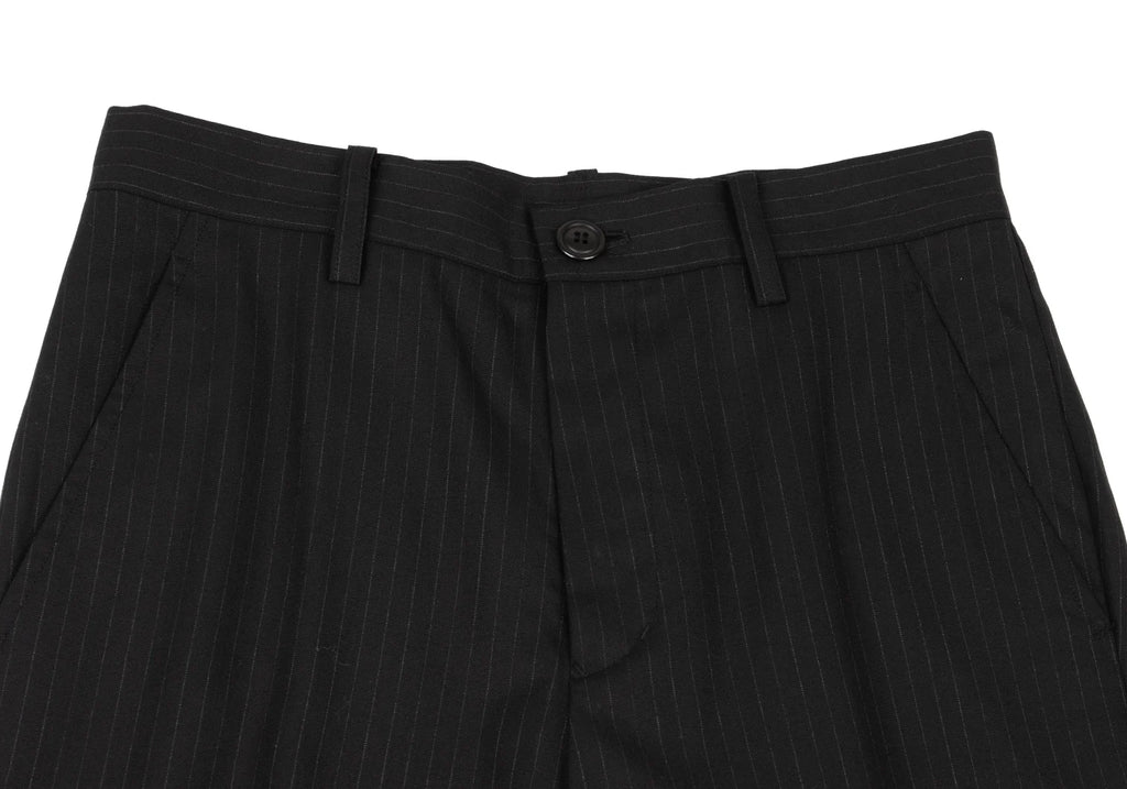 ISSEY MIYAKE JAPAN. sunaokuwahara, Black Wool Pinstripe Double Pants
