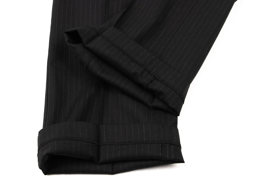 ISSEY MIYAKE JAPAN. sunaokuwahara, Black Wool Pinstripe Double Pants