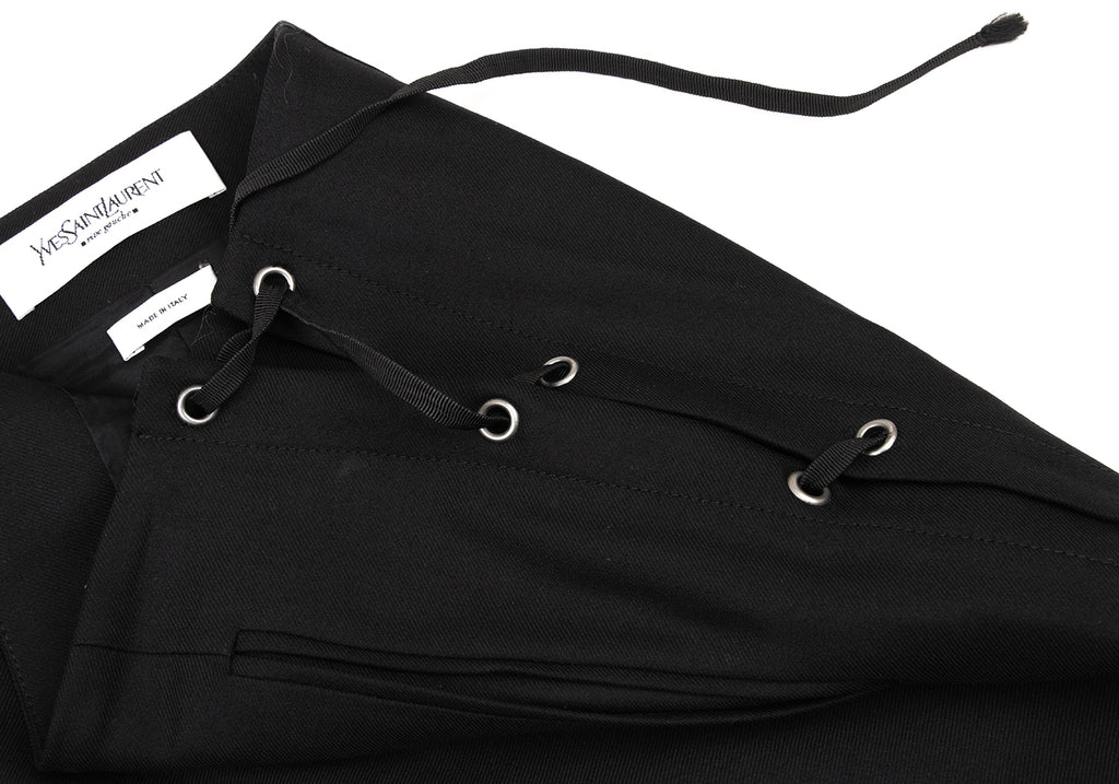 Yves Saint Laurent Paris. rive gauche. Black Side Lace Up Skirt