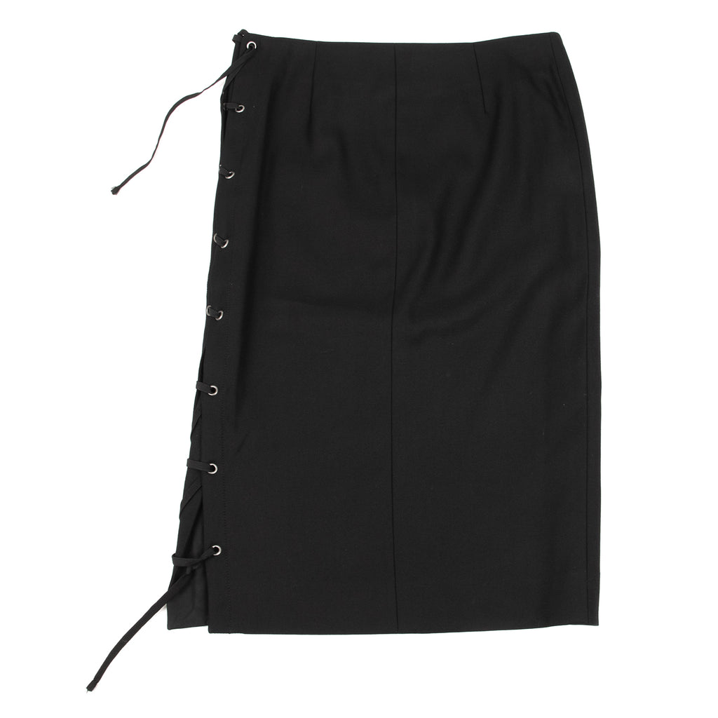 Yves Saint Laurent Paris. rive gauche. Black Side Lace Up Skirt