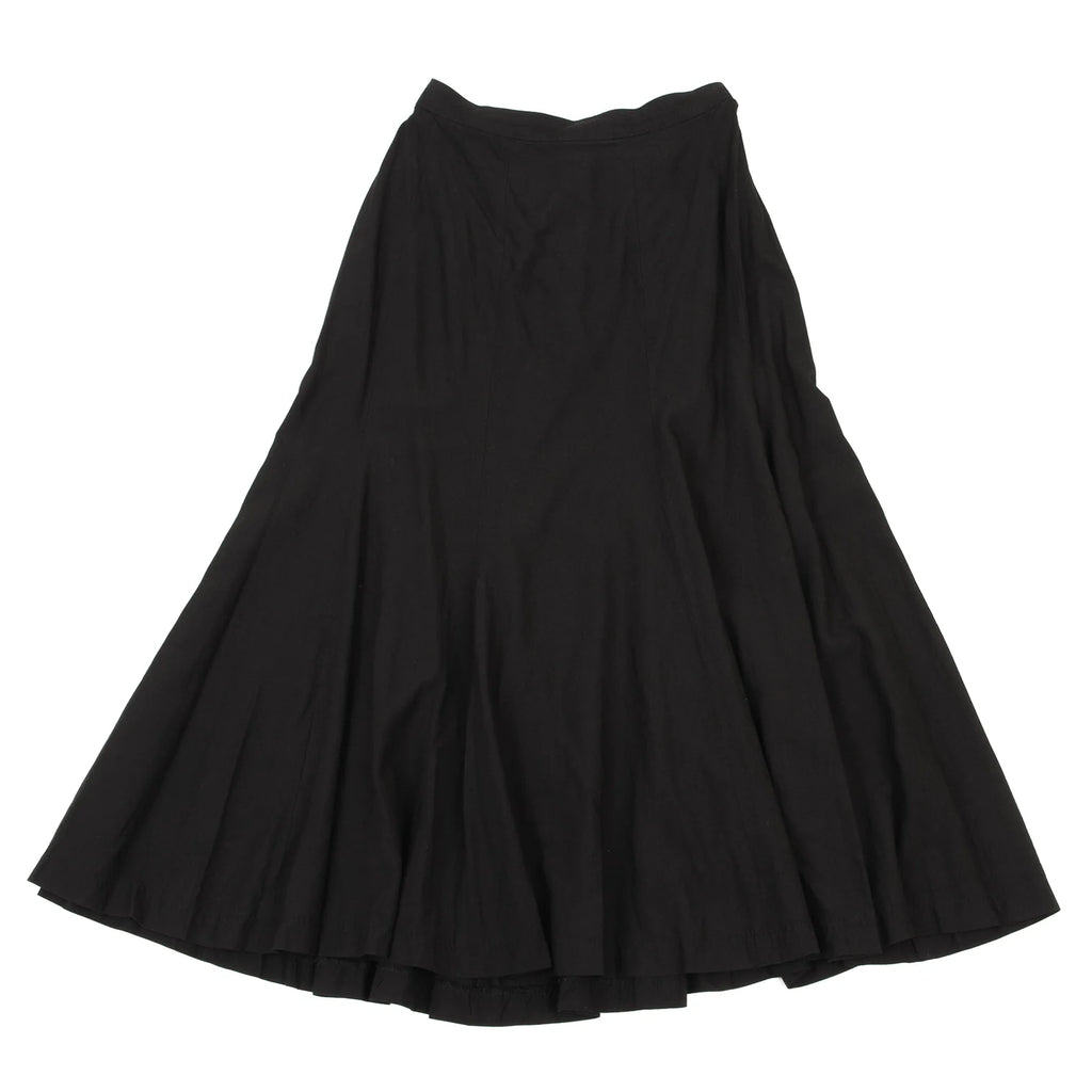 COMME des GARCONS JAPAN. TRICOT. Black Rayon Silk Switching Flare Skirt
