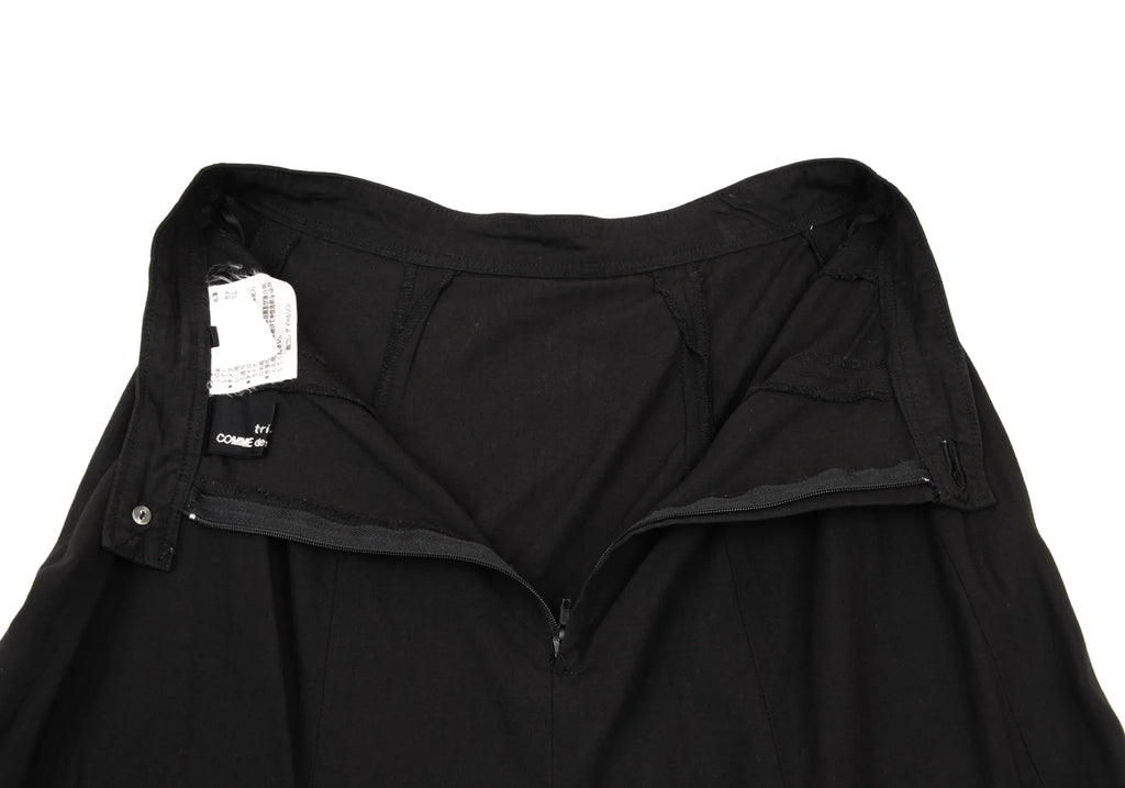 COMME des GARCONS JAPAN. TRICOT. Black Rayon Silk Switching Flare Skirt