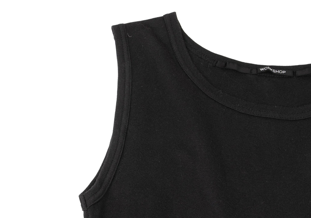 YOHJI YAMAMOTO JAPAN.  WORKSHOP Black Rayon Switching Belted Dress