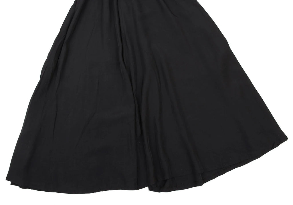 YOHJI YAMAMOTO JAPAN.  WORKSHOP Black Rayon Switching Belted Dress