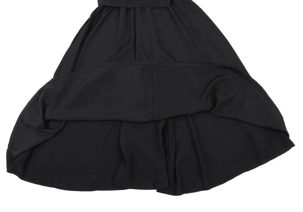 YOHJI YAMAMOTO JAPAN.  WORKSHOP Black Rayon Switching Belted Dress