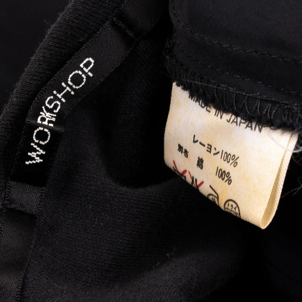 YOHJI YAMAMOTO JAPAN.  WORKSHOP Black Rayon Switching Belted Dress