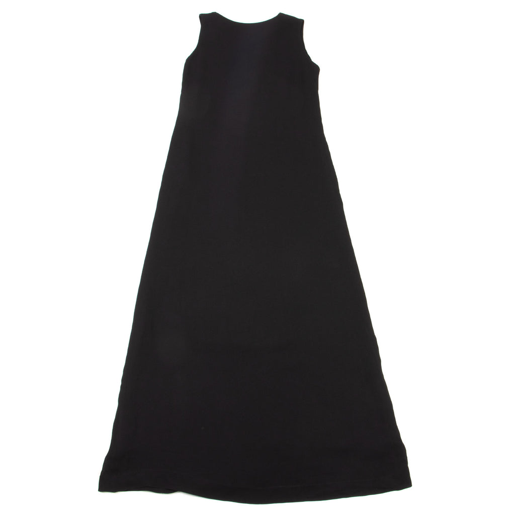 YOHJI YAMAMOTO JAPAN. Y'S WORKSHOP. Black Drape Neck Rayon Sleeveless Dress