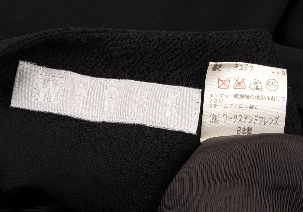YOHJI YAMAMOTO JAPAN. Y'S WORKSHOP. Black Drape Neck Rayon Sleeveless Dress