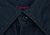 R by 45rpm JAPAN. Indigo Dyed Metallic Button 3/4 Sleeve Blouse
