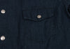 R by 45rpm JAPAN. Indigo Dyed Metallic Button 3/4 Sleeve Blouse