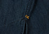 R by 45rpm JAPAN. Indigo Dyed Metallic Button 3/4 Sleeve Blouse