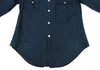 R by 45rpm JAPAN. Indigo Dyed Metallic Button 3/4 Sleeve Blouse