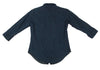 R by 45rpm JAPAN. Indigo Dyed Metallic Button 3/4 Sleeve Blouse